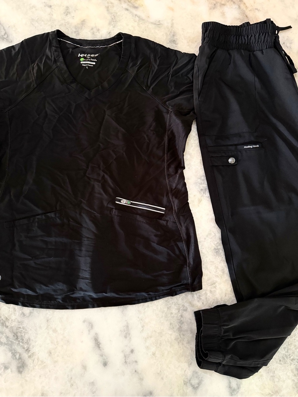 Healing Hands HH360 scrub set Cargo Jogger Pants and top by Healing Hands Sz L